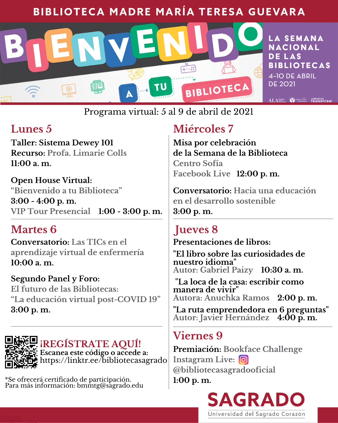 Imagen afiche promocional semana de la biblioteca 2021