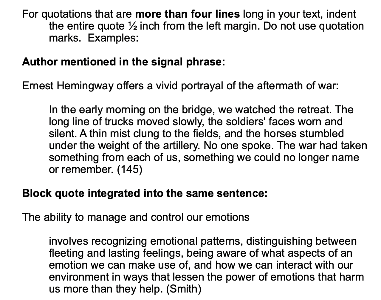 long quotaion mla