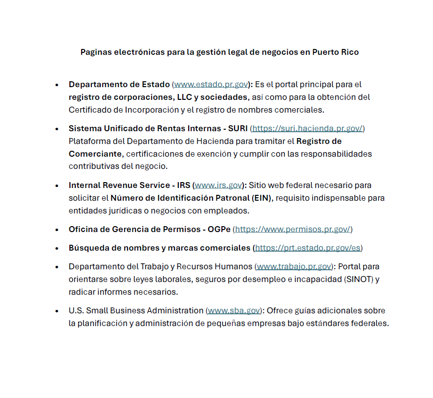Paginas webs para la gestion legal de negocios en PR