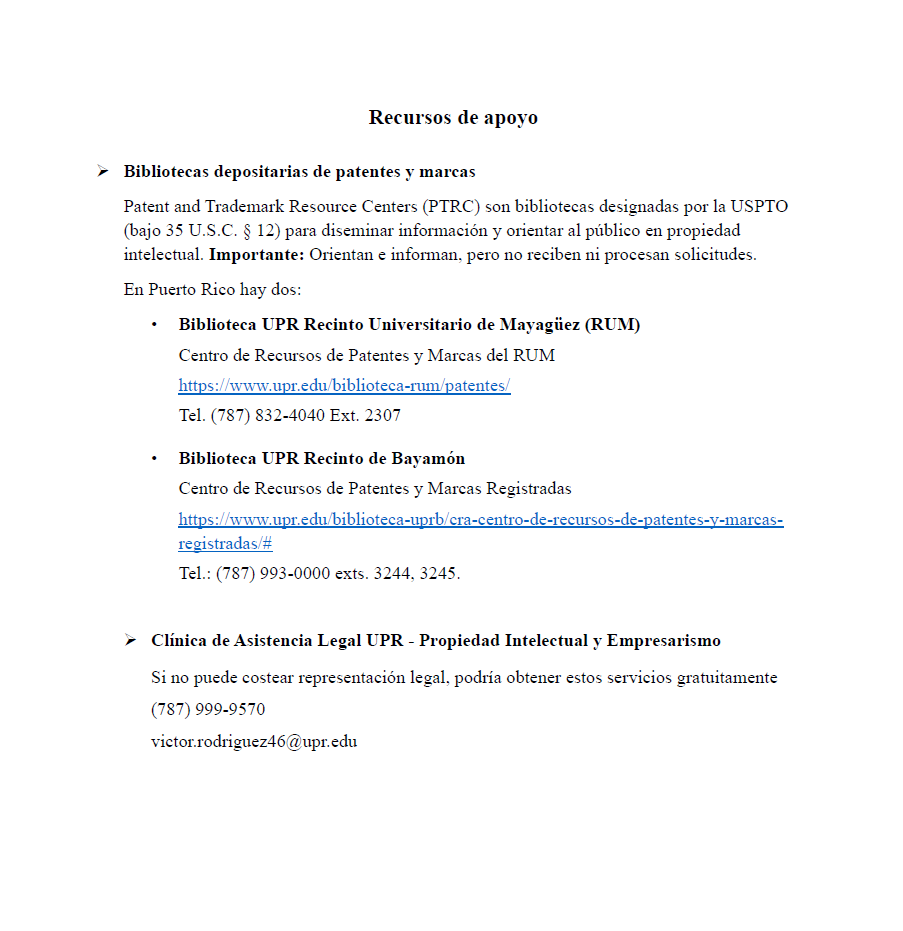 Recursos de apoyo