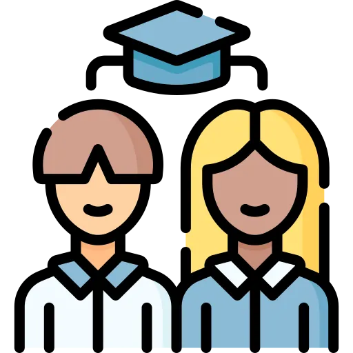 icono de estudiante femenina y estudiante masculino con birrete de graduacion
